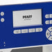 Control panel of a PFAFF sewing machine with digital display and buttons.