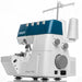 PFAFF sewing machine with blue top cover on a white background