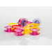 Colorful plastic spools on a white background