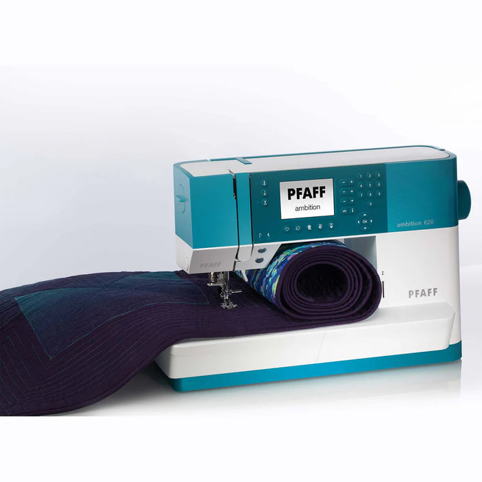 PFAFF sewing machine with a roll of fabric on a white background