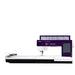Sewing machine with a purple control panel on a white background