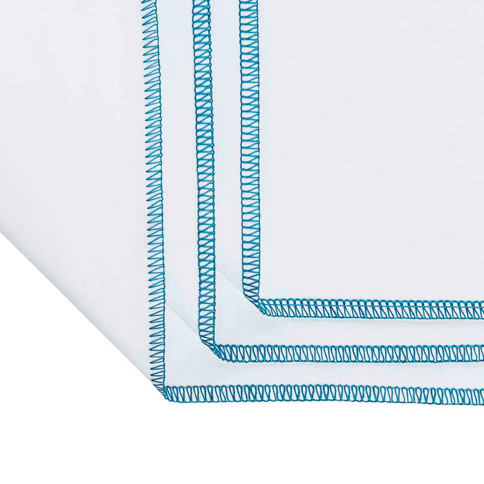 White paper with blue decorative border on a white background