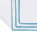 White paper with blue decorative border on a white background