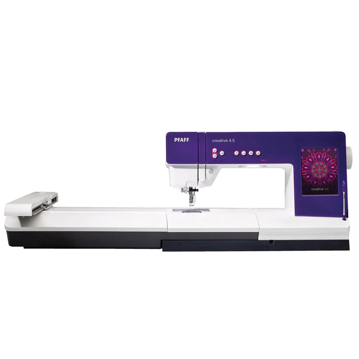 Sewing machine with a digital display on a white background