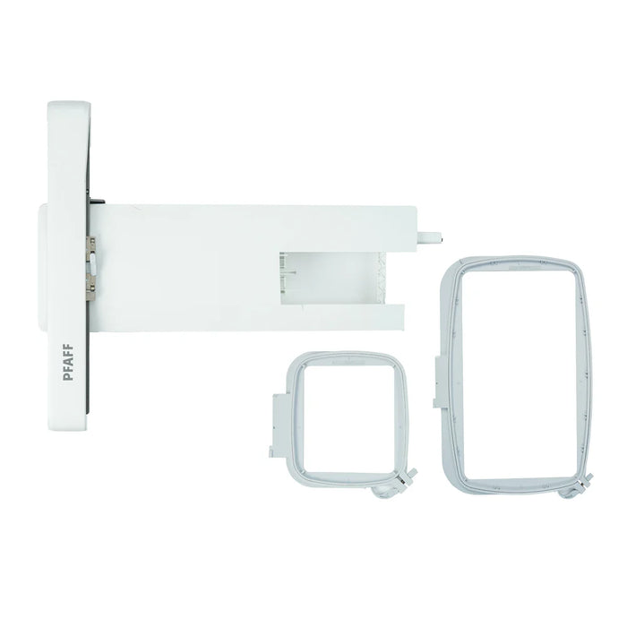 White metal bracket with circular components on a white background