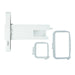 White metal bracket with circular components on a white background