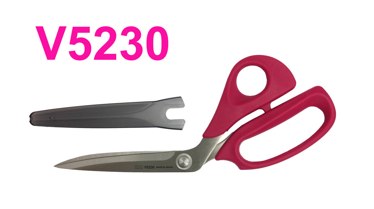 KAI V5230: 9-inch Bent Handle Scissors Very Berry with Blade Cap