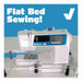 Flat bed sewing setup on Arrow Eleanor 691 Sewing Table with Janome machine lowered into platform.
