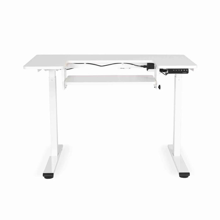 Front view of Arrow Eleanor 691 sewing table featuring electric lift platform and sturdy steel legs.