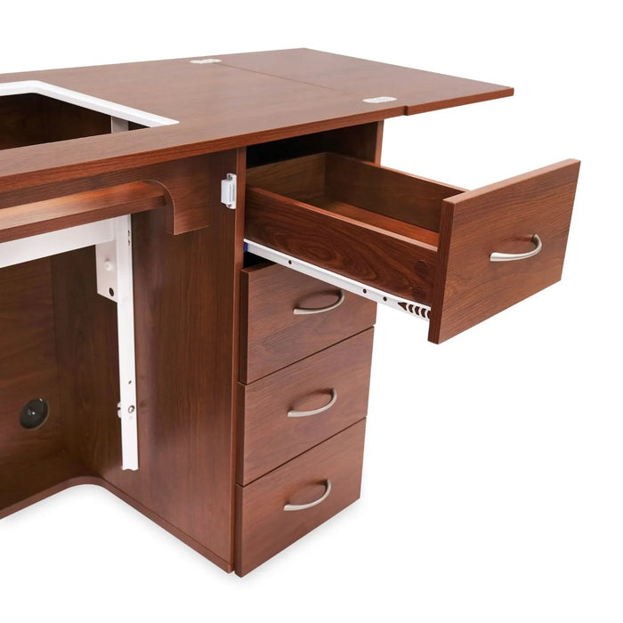 Close-up of Arrow Harriet Sewing Cabinet drawer storage showing smooth-glide drawers and spacious compartments.