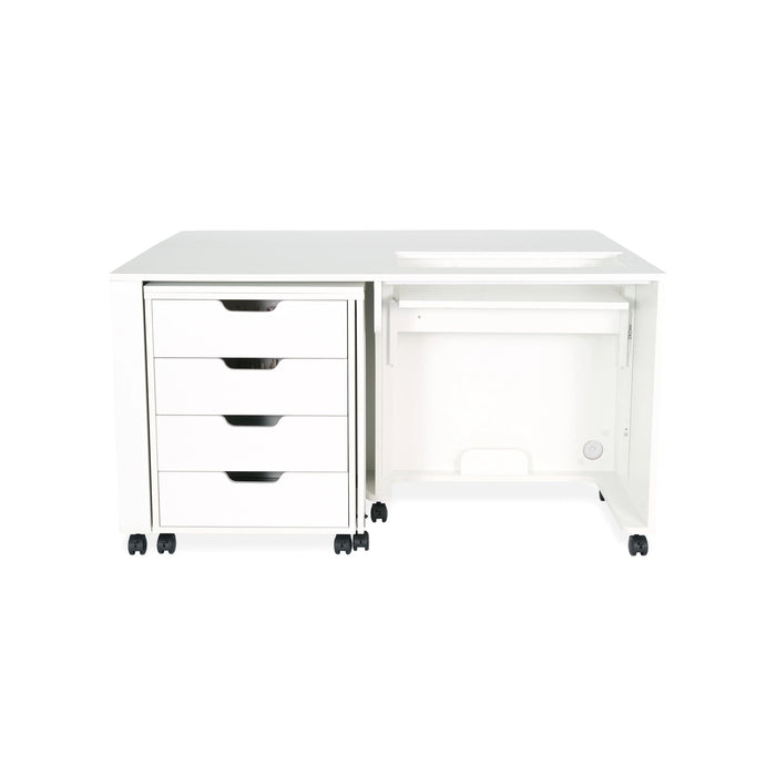 Closed Arrow Laverne & Shirley Sewing Cabinet in Ash White showing compact sewing furniture design.