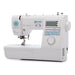 Side angled view of the Baby Lock Jubilant BL80B Sewing Machine highlighting stitch selection and compact design.