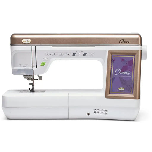 Baby Lock Chorus BLCH quilting and sewing machine front view with LCD touchscreen and extended workspace
