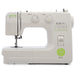Baby Lock Zest BL15B mechanical sewing machine front view showing stitch selector, stitch length dial, and front-loading bobbin design.