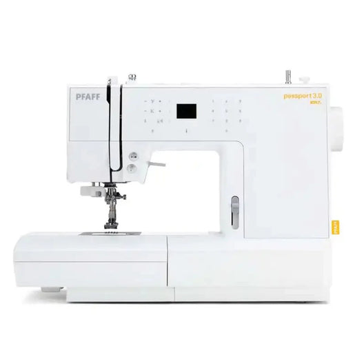 White sewing machine with 'PFAFF' branding on a white background