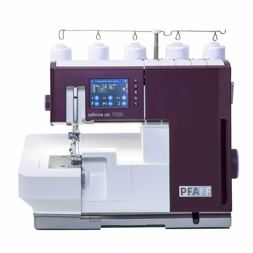 Sewing machine with digital display and 'PFAFF' branding on a white background