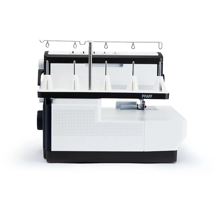 White and black machine with a grid pattern on a white background