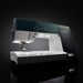 Sewing machine with digital display on a black background