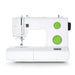 White sewing machine with green controls on a white background
