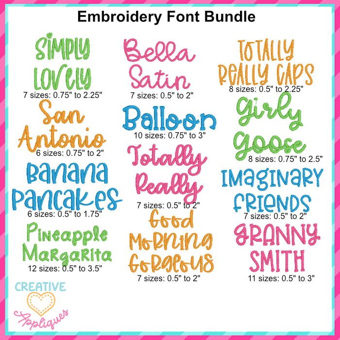 Creative Appliques Embroidery Font Bundle - Stitch It Int. Exclusive