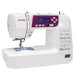 Angled view of Janome 3160QDC-G sewing machine showing control buttons, LCD screen, and stitch options.