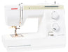 Angled view of the Janome Sewist 725S sewing machine displaying stitch selection dials and durable mechanical design.