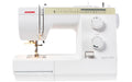 Front profile of the Janome Sewist 725S mechanical sewing machine showcasing stitch guide and control dials.