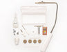 Janome HD9V2 Professional Sewing Machine accessory set including needles, bobbins, screwdrivers, oil, and thread stand.