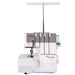 Janome MyLock 454D Sailing Line Serger Machine front view with four-thread tension dials and telescopic thread stand.