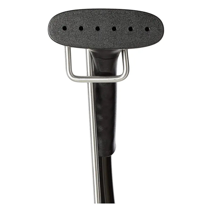 Close-up of the Jiffy J-2 steamer’s 6-inch plastic steam head with multiple steam holes