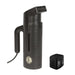 Jiffy ESTEAM Black Handheld Travel Steamer with universal voltage converter, portable garment steamer for wrinkle removal and international travel.