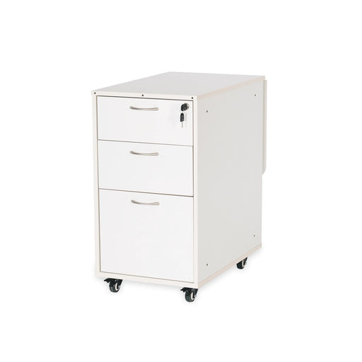 Kangaroo Adelaide Sewing Storage Cabinet K4731 in Ash White with closed drawers and locking top drawer on rolling casters.