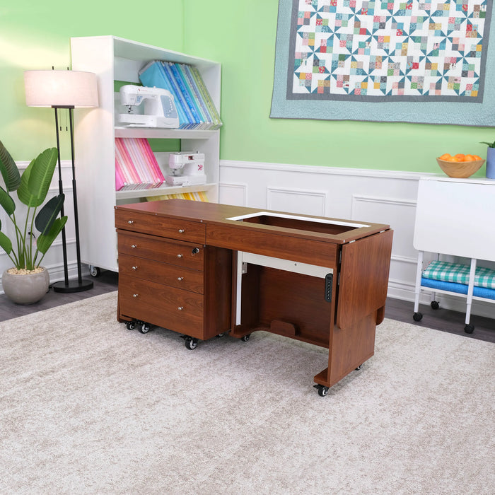 Kangaroo & Joey Electric Sewing Cabinet displayed in sewing studio setting without machine installed