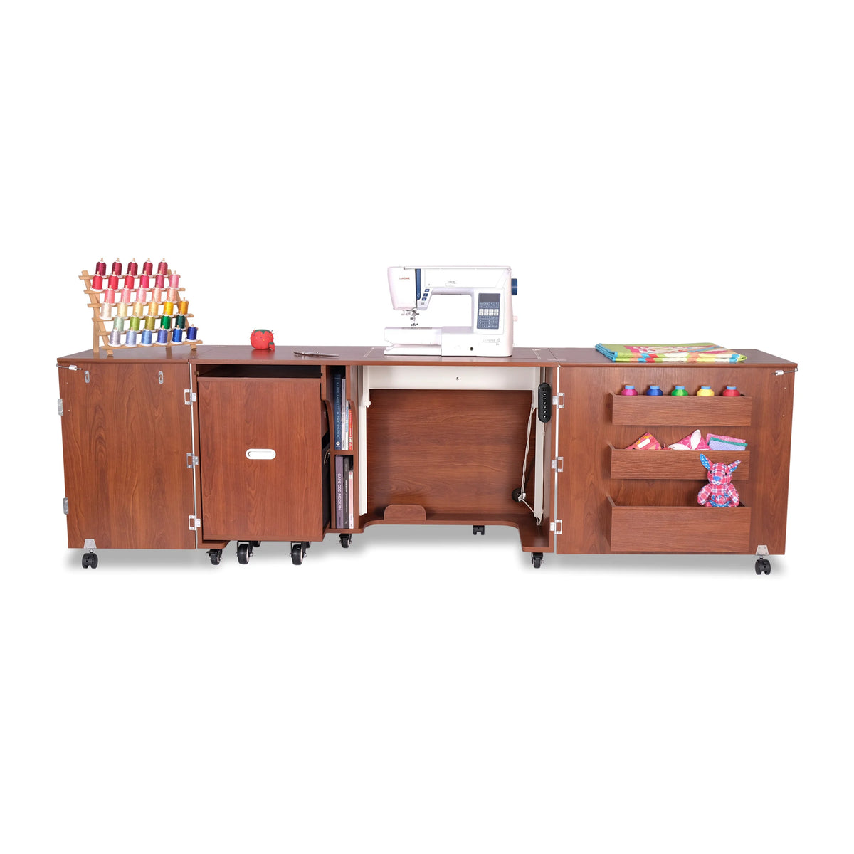 Kangaroo Aussie Dual Rail Electric Sewing Cabinet In Teak K8605EL — Sii ...
