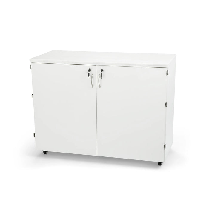 Kangaroo Dingo Storage Cabinet K7911 in White — closed sewing storage cabinet with locking doors and mobile wheels