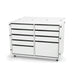Kangaroo Dingo Storage Cabinet K7911 in White — interior view showing nine organized soft-close sewing storage drawers
