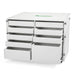 Kangaroo Dingo Cutting Table and Storage Cabinet K7911 in White — open drawers with fold-out cutting surface installed on top