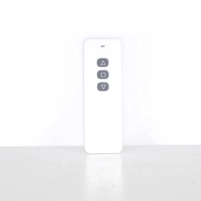 Wireless remote control for Kangaroo Sydney Dual Rail Electric Sewing Cabinet featuring up, stop, and down lift operation buttons.