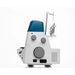Sewing machine with blue top on a white background