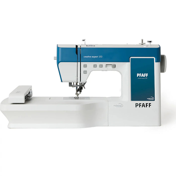 Pfaff Creative Expect 350 sewing and embroidery machine front view with embroidery unit attached