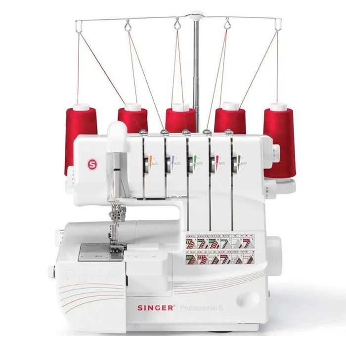 SINGER Professional 5 14T968DC serger sewing machine with 5-thread capability and coverstitch, front view on white background