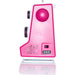 Pink and white electronic device on a white background