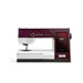 Sewing machine with maroon and white design on a white background
